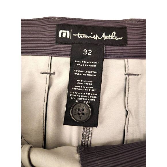Travis Mathew Performance Golf Shorts Men's 32x10 Gray striped poly stretch - Picture 7 of 9